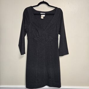 Max Studio Womens Dark Grey Long Sleeve V-neck Mini Dress Size Medium